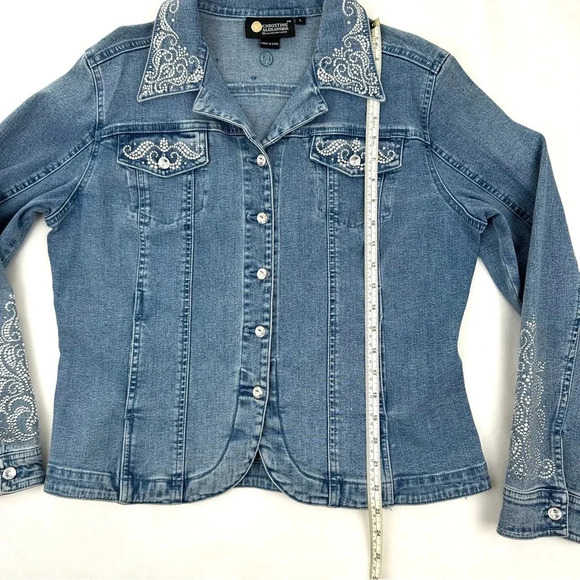 Christine Alexander 1990s Vintage Denim Jacket with Crystal Rhinestone Large - Picture 10 of 16